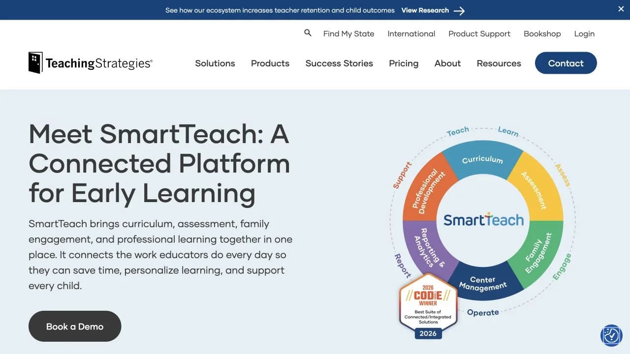 SmartTeach connected early-learning platform homepage