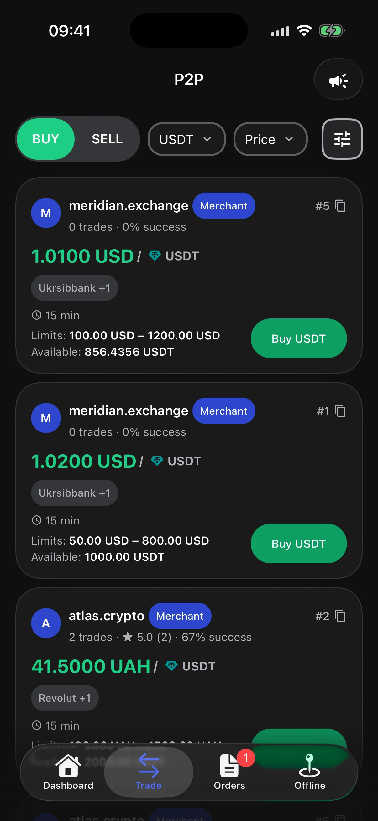 Girex native mobile P2P marketplace with bottom navigation